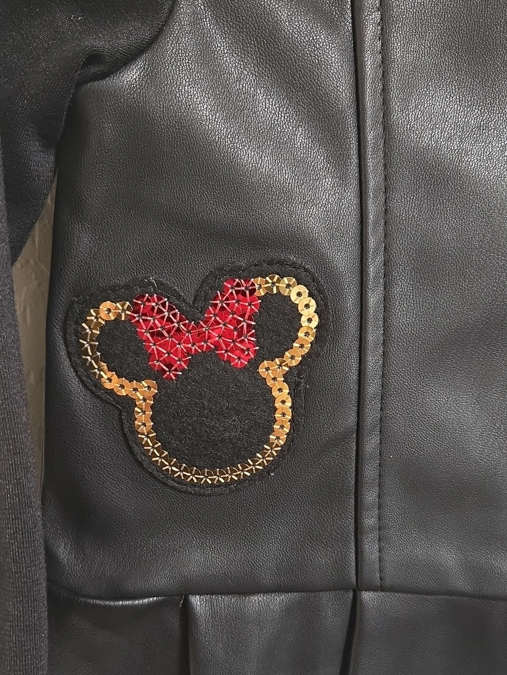 Disney minnie mouse faux leather black moto jacket